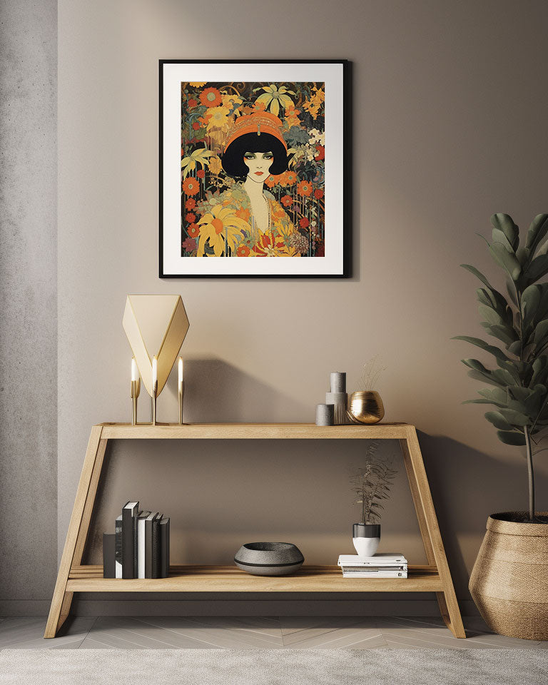 Retro Glam Fashion Portrait, Modern Art Deco Print, Eclectic Punk Boho Decor, Vintage Flowers Wall Art, Interior Design, Moody Graphic Art, Bathroom Art, Living Room Wall Decor, Art for your Walls