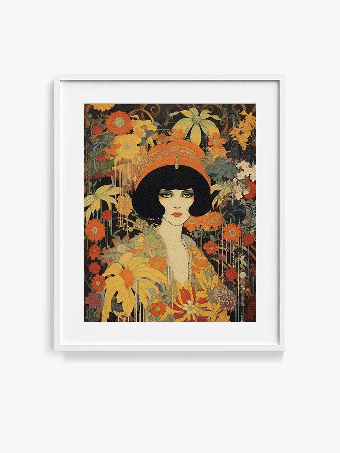Retro Glam Fashion Portrait, Modern Art Deco Print, Eclectic Punk Boho Decor, Vintage Flowers Wall Art, Interior Design, Moody Graphic Art, Bathroom Art, Living Room Wall Decor, Art for your Walls
