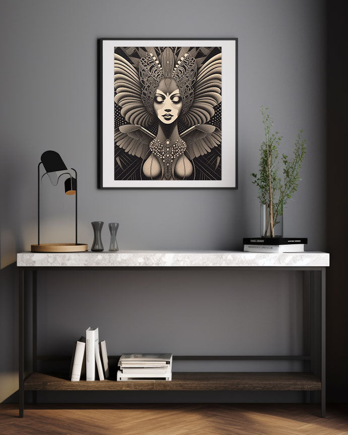 original art print, Vintage Retro Art Style Poster: Woman with Flowers in Orange Tones - Inspired by Art Deco, Fashion, and Classic Movies, Retro Glam Fashion Portrait, Modern Art Deco Print, Eclectic Punk Boho Decor, Vintage Flowers Wall Art, Interior Design, Moody Graphic Art, Retro Glam Fashion Portrait, Modern Art Deco Print, Eclectic Punk Boho Decor, Vintage Flowers Wall Art, Interior Design, Moody Graphic Art, Bathroom Art, Living Room Wall Decor, Art for your Walls, mythology art, history, tribal