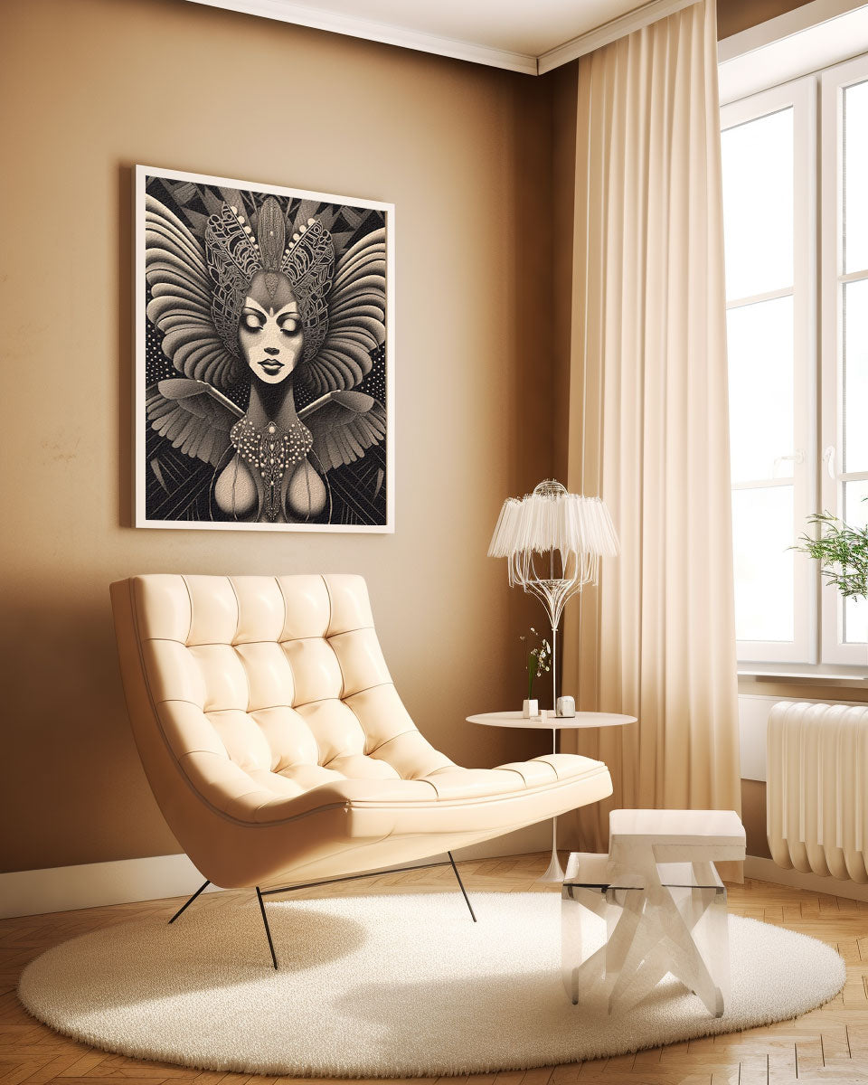 original art print, Vintage Retro Art Style Poster: Woman with Flowers in Orange Tones - Inspired by Art Deco, Fashion, and Classic Movies, Retro Glam Fashion Portrait, Modern Art Deco Print, Eclectic Punk Boho Decor, Vintage Flowers Wall Art, Interior Design, Moody Graphic Art, Retro Glam Fashion Portrait, Modern Art Deco Print, Eclectic Punk Boho Decor, Vintage Flowers Wall Art, Interior Design, Moody Graphic Art, Bathroom Art, Living Room Wall Decor, Art for your Walls, mythology art, history, tribal