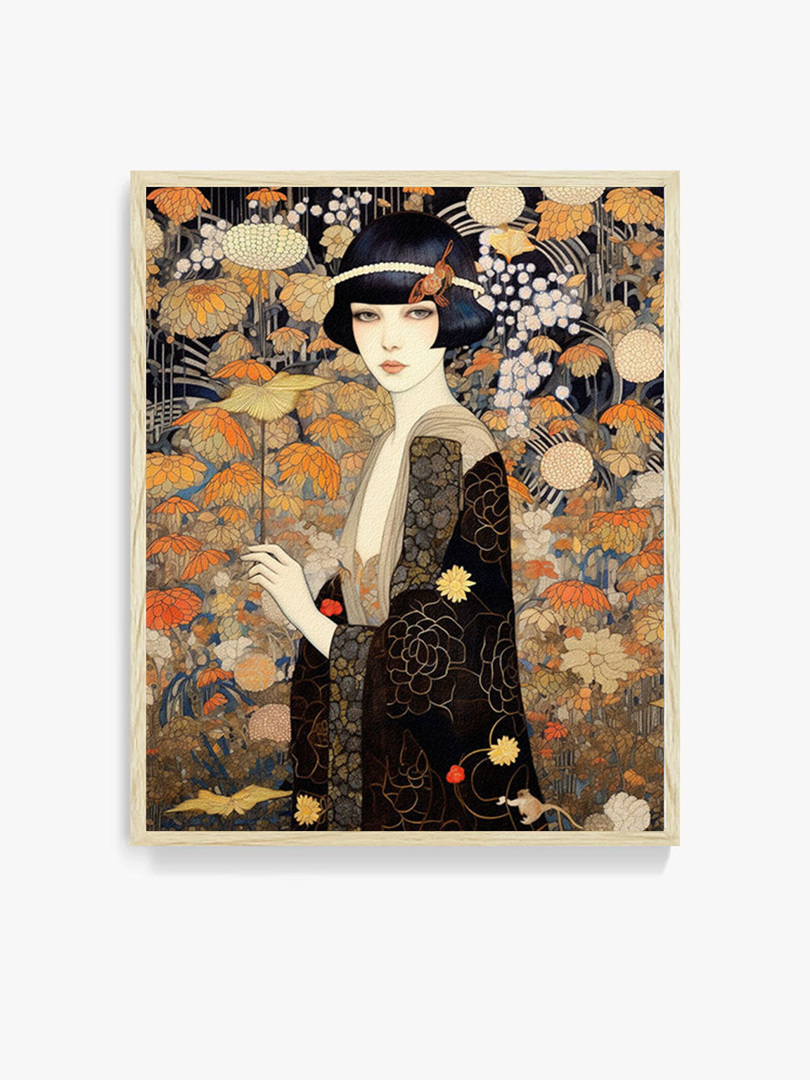 original art print, Vintage Retro Art Style Poster: Woman with Flowers in Orange Tones - Inspired by Art Deco, Fashion, and Classic Movies, Retro Glam Fashion Portrait, Modern Art Deco Print, Eclectic Punk Boho Decor, Vintage Flowers Wall Art, Interior Design, Moody Graphic Art, Retro Glam Fashion Portrait, Modern Art Deco Print, Eclectic Punk Boho Decor, Vintage Flowers Wall Art, Interior Design, Moody Graphic Art, Bathroom Art, Living Room Wall Decor, Art for your Walls, mythology art, history, tribal