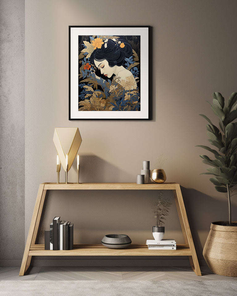 Roaring 20s Art Deco Flapper Portrait Wall Art, Original Art Print, Vintage Painting, Interior Design, Eclectic Mod Boho Decor, Lux Fashion, living room art, bathroom art, office art, bedroom art, fashion glamour, kitchen art, flowers, MCM, midcentury modern, superbloom meadow, screenprint art, vintage gothic art, japandi art, asian art, female portrait