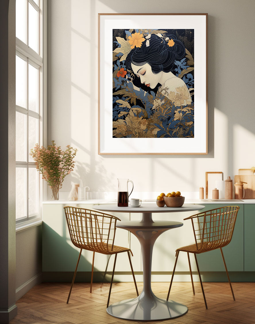 Roaring 20s Art Deco Flapper Portrait Wall Art, Original Art Print, Vintage Painting, Interior Design, Eclectic Mod Boho Decor, Lux Fashion, living room art, bathroom art, office art, bedroom art, fashion glamour, kitchen art, flowers, MCM, midcentury modern, superbloom meadow, screenprint art, vintage gothic art, japandi art, asian art, female portrait