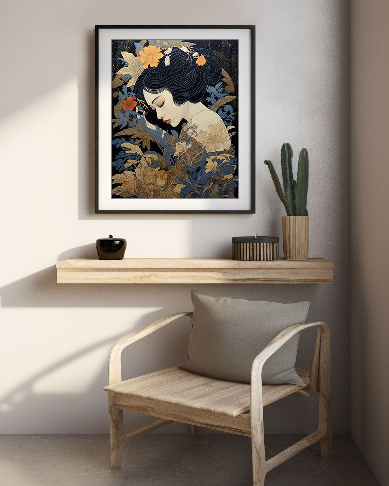 Roaring 20s Art Deco Flapper Portrait Wall Art, Original Art Print, Vintage Painting, Interior Design, Eclectic Mod Boho Decor, Lux Fashion, living room art, bathroom art, office art, bedroom art, fashion glamour, kitchen art, flowers, MCM, midcentury modern, superbloom meadow, screenprint art, vintage gothic art, japandi art, asian art, female portrait