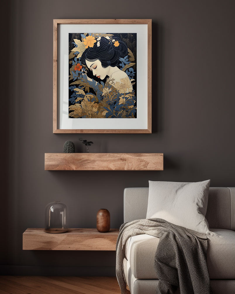 Roaring 20s Art Deco Flapper Portrait Wall Art, Original Art Print, Vintage Painting, Interior Design, Eclectic Mod Boho Decor, Lux Fashion, living room art, bathroom art, office art, bedroom art, fashion glamour, kitchen art, flowers, MCM, midcentury modern, superbloom meadow, screenprint art, vintage gothic art, japandi art, asian art, female portrait