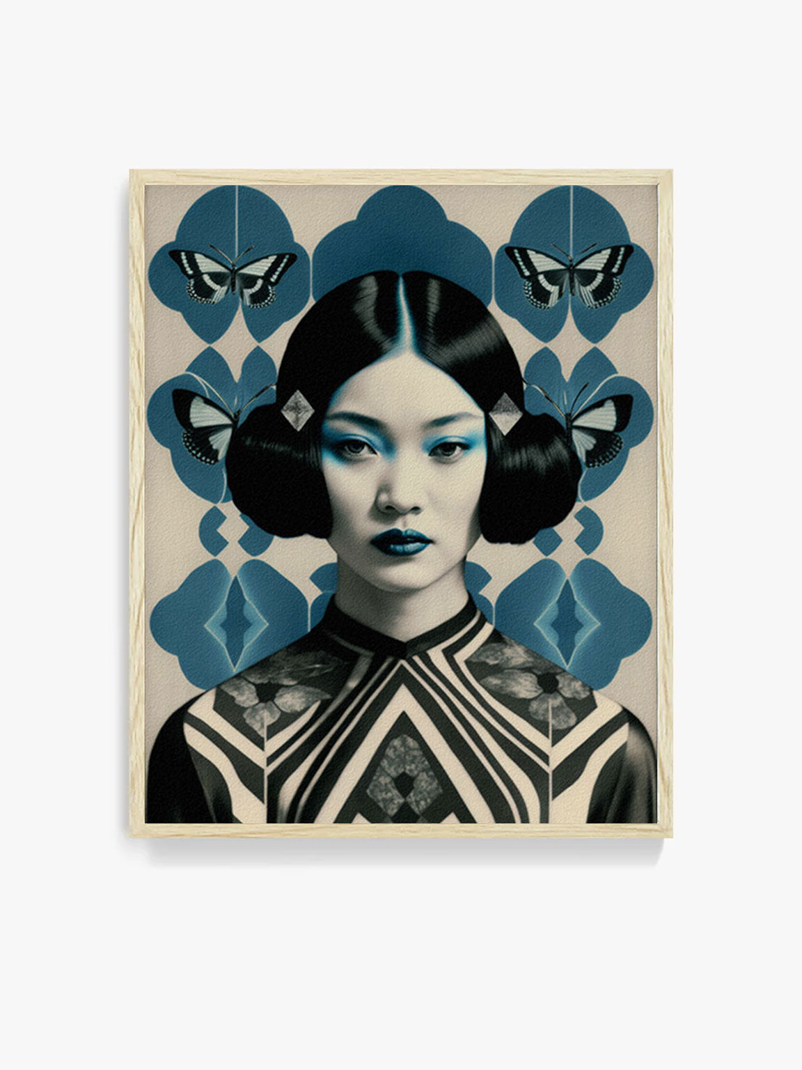 Roaring 20s Art Deco Flapper Portrait Wall Art, Original Art Print, Vintage Painting, Interior Design, Eclectic Mod Boho Decor, Lux Fashion, living room art, bathroom art, office art, bedroom art, fashion glamour, kitchen art, flowers, MCM, midcentury modern, superbloom meadow, screenprint art, vintage gothic art, roaring 20s flapper, blue hair, galaxy, abstract, MCM, japandi art, asian art, female portrait