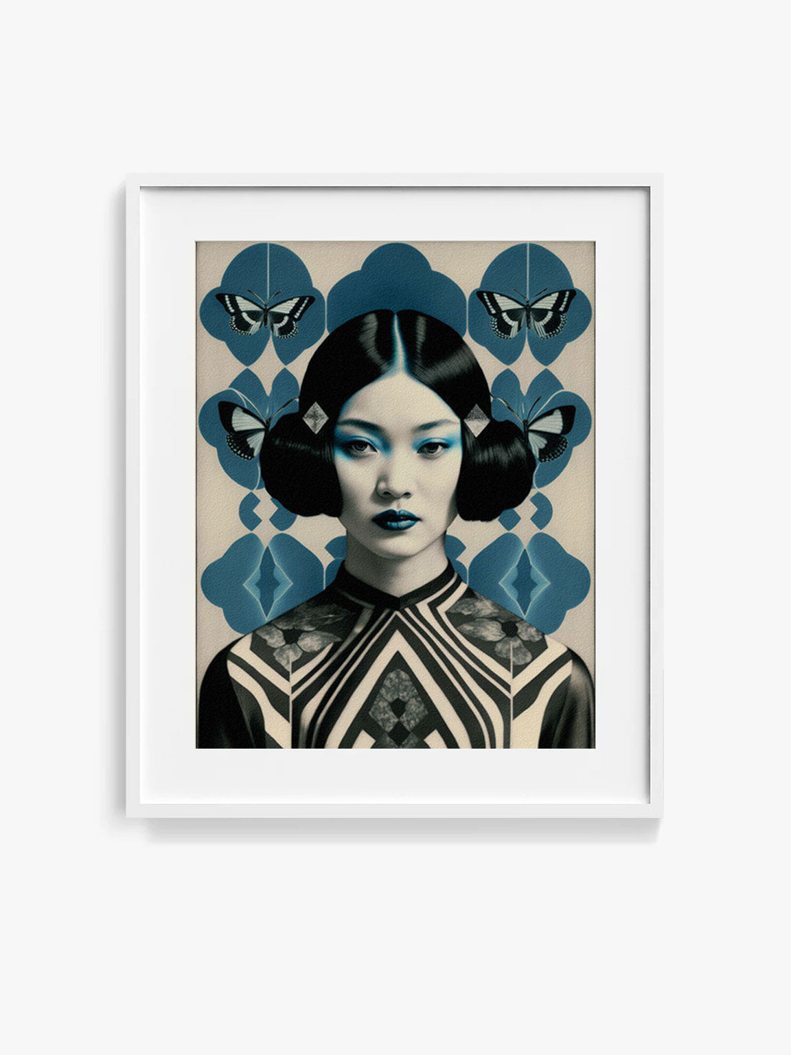 Roaring 20s Art Deco Flapper Portrait Wall Art, Original Art Print, Vintage Painting, Interior Design, Eclectic Mod Boho Decor, Lux Fashion, living room art, bathroom art, office art, bedroom art, fashion glamour, kitchen art, flowers, MCM, midcentury modern, superbloom meadow, screenprint art, vintage gothic art, roaring 20s flapper, blue hair, galaxy, abstract, MCM, japandi art, asian art, female portrait