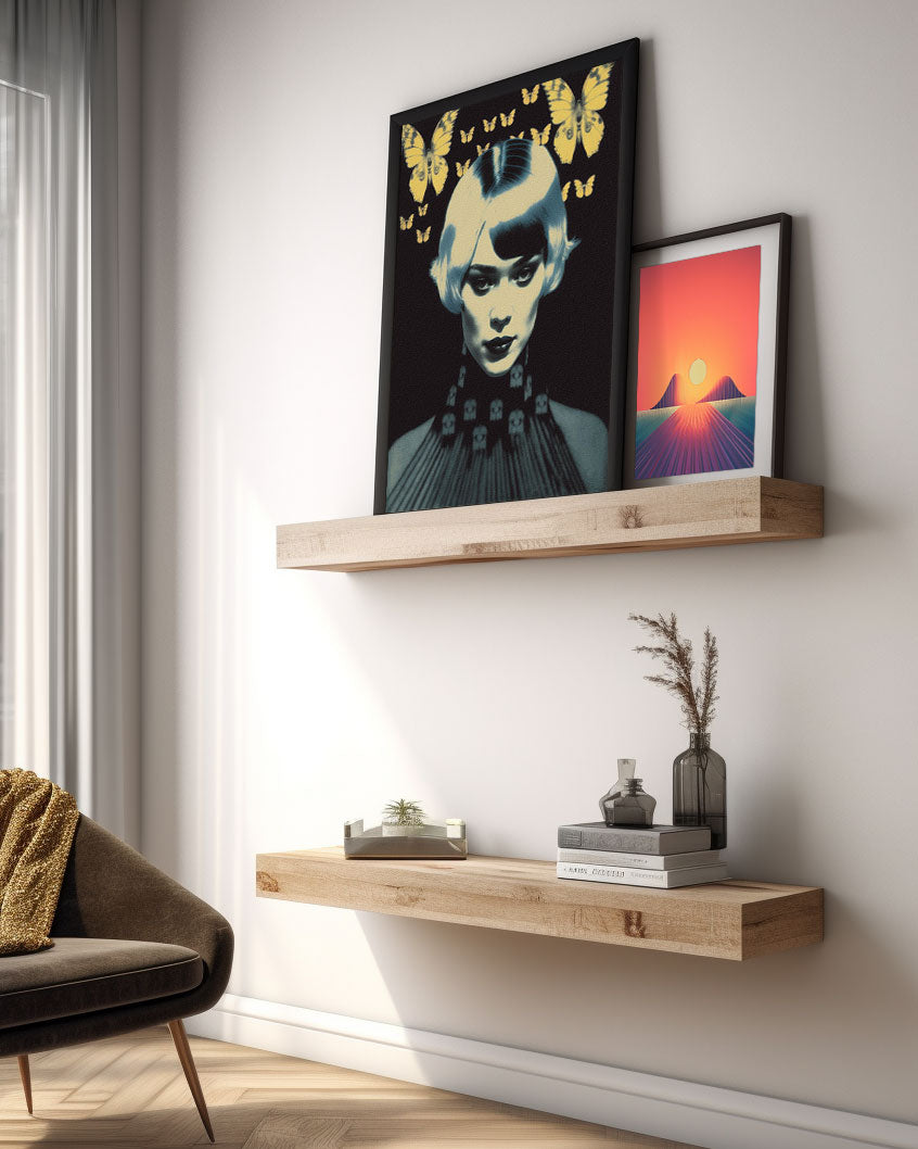 Roaring 20s Art Deco Flapper Portrait Wall Art, Original Art Print, Vintage Painting, Interior Design, Eclectic Mod Boho Decor, Lux Fashion, living room art, bathroom art, office art, bedroom art, fashion glamour, kitchen art, flowers, superbloom, butterflies, butterfly love