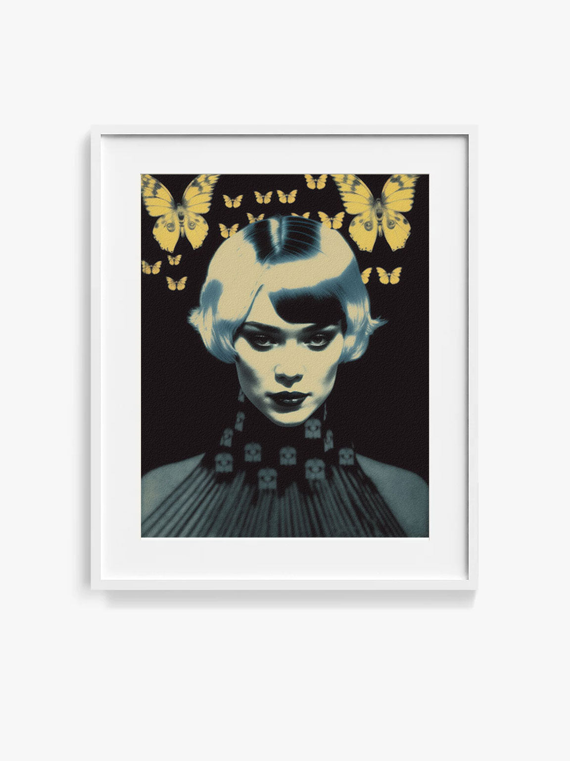 Roaring 20s Art Deco Flapper Portrait Wall Art, Original Art Print, Vintage Painting, Interior Design, Eclectic Mod Boho Decor, Lux Fashion, living room art, bathroom art, office art, bedroom art, fashion glamour, kitchen art, flowers, superbloom, butterflies, butterfly love