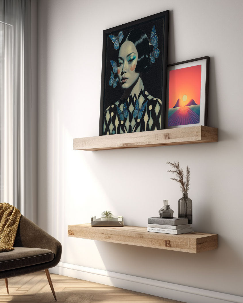 Roaring 20s Art Deco Flapper Portrait Wall Art, Original Art Print, Vintage Painting, Interior Design, Eclectic Mod Boho Decor, Lux Fashion, living room art, bathroom art, office art, bedroom art, fashion glamour, kitchen art, flowers, superbloom, butterflies, butterfly love, japandi art, asian art, female portrait