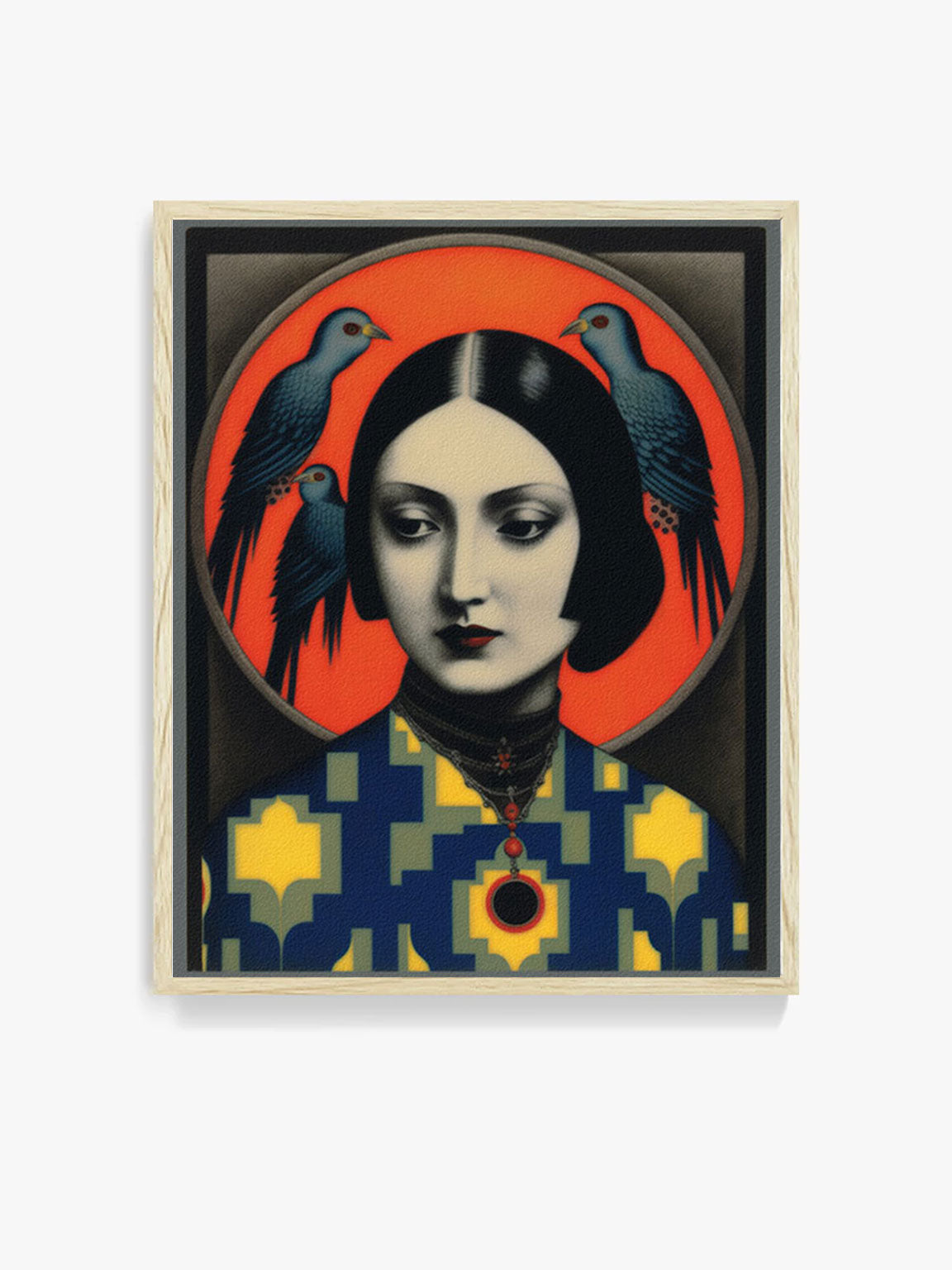 Roaring 20s Art Deco Flapper Portrait Wall Art, Original Art Print, Vintage Painting, Interior Design, Eclectic Mod Boho Decor, Lux Fashion, living room art, bathroom art, office art, bedroom art, fashion glamour, kitchen art, flowers, superbloom, butterflies, butterfly love, japandi art, asian art, female portrait, birds, doves, pigeoons, female portrait, mod art