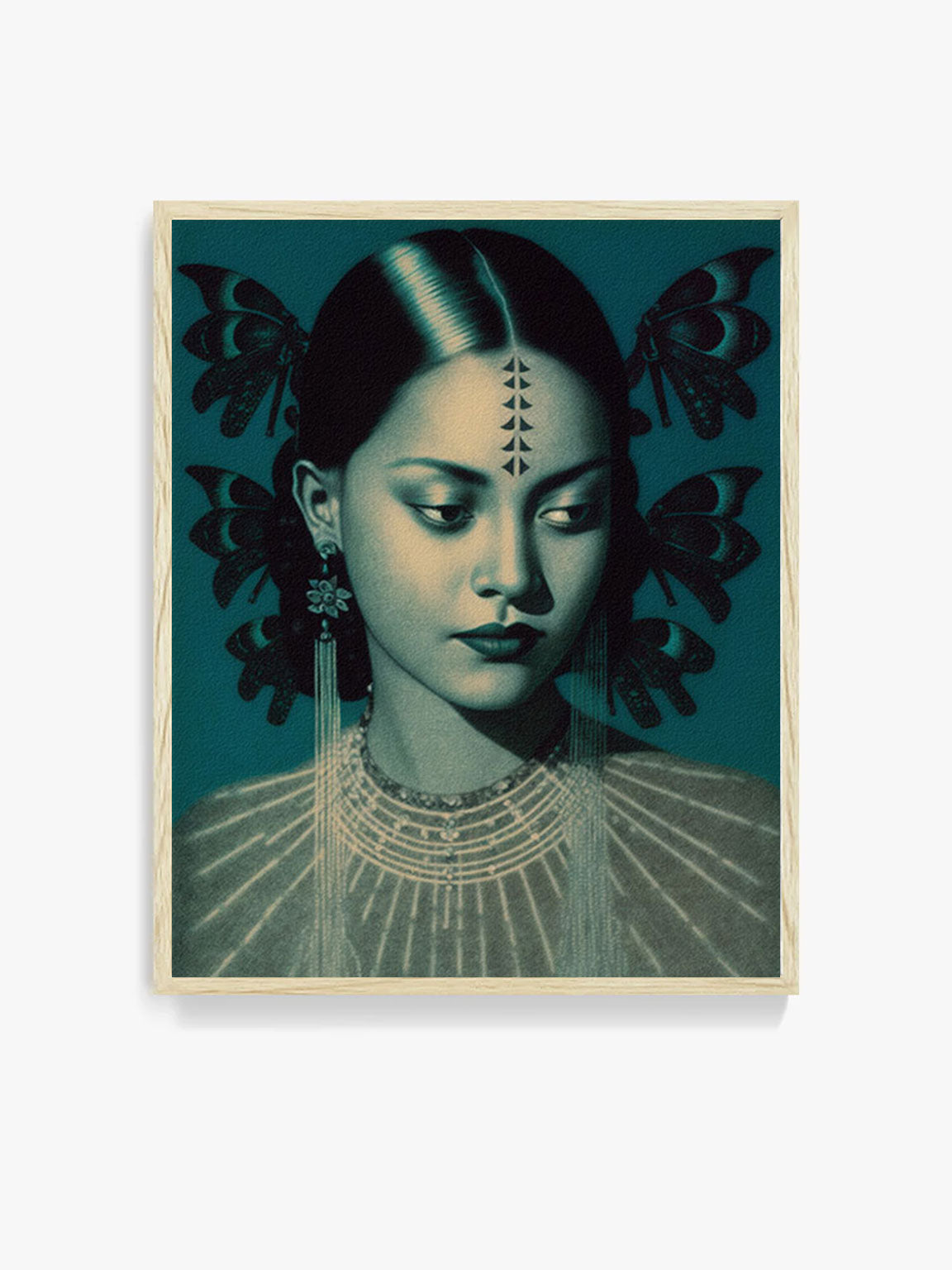 Roaring 20s Art Deco Flapper Portrait Wall Art, Original Art Print, Vintage Painting, Interior Design, Eclectic Mod Boho Decor, Lux Fashion, living room art, bathroom art, office art, bedroom art, fashion glamour, kitchen art, flowers, superbloom, butterflies, butterfly love, japandi art, asian art, female portrait, south asian
