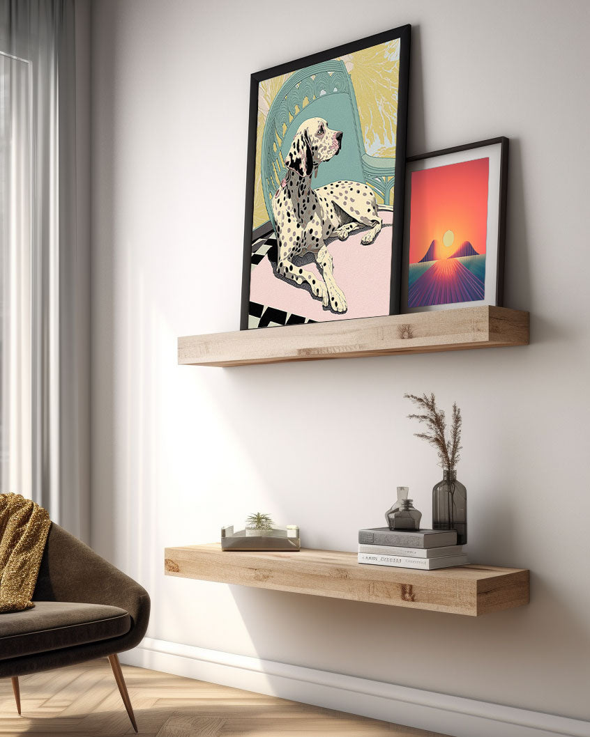 Roaring 20s Art Deco Flapper Portrait Wall Art, Original Art Print, Vintage Painting, Interior Design, Eclectic Mod Boho Decor, Lux Fashion, living room art, bathroom art, office art, bedroom art, fashion glamour, kitchen art, flowers, MCM, midcentury modern, dalmation dog, pastel colors, screenprint art