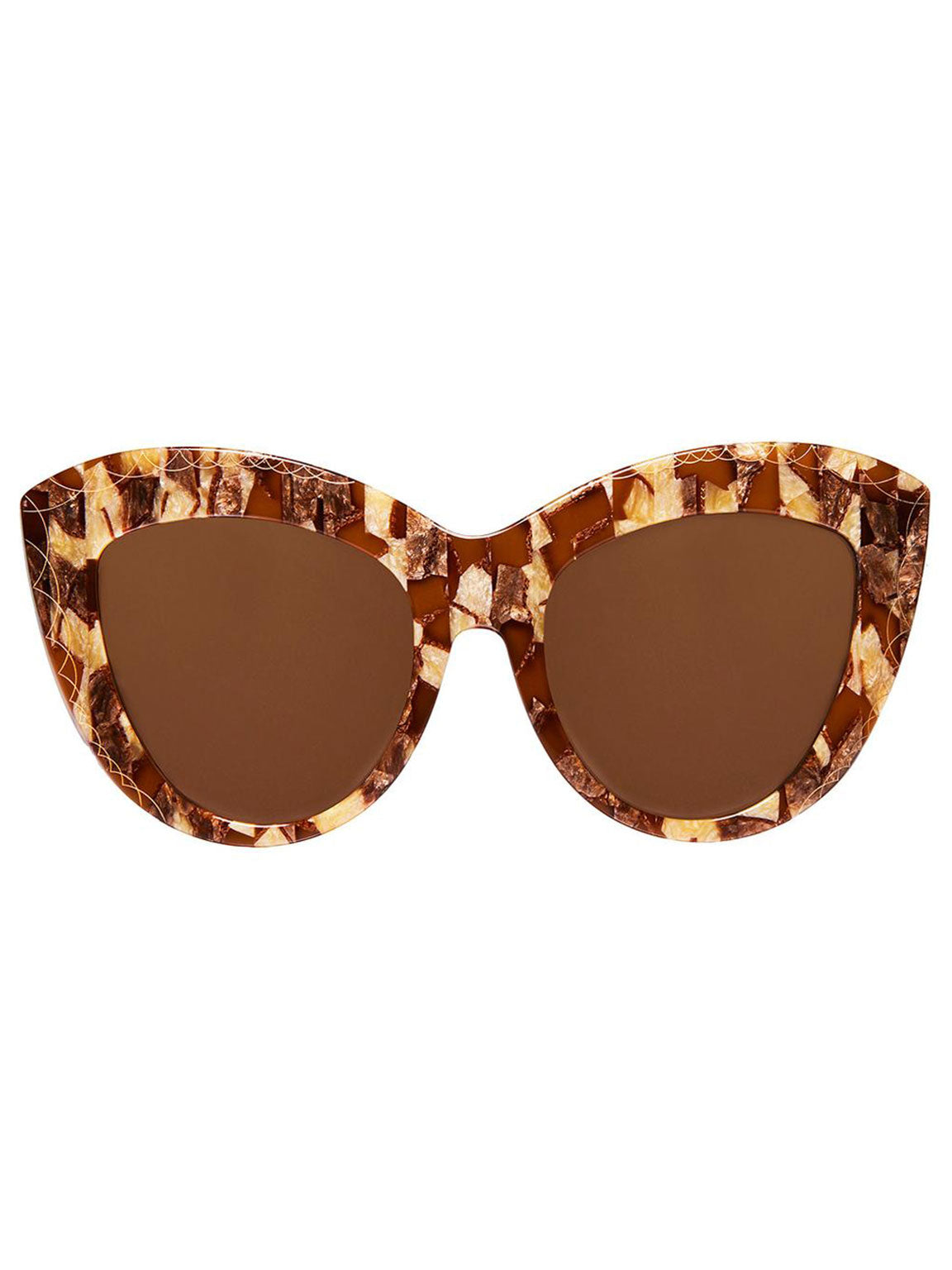 OVERSIZED MULTI BROWN COLOR CAT EYE SUNGLASSES, GOLD METAL DETAILS. BROWN LENS. ART DECO DESIGN, LIMITED EDITION. DESIGNER EYEWEAR, LUXURY SUNGLASSES. CELEBRITY SUNGLASSES. FEMALE ENTREPRENEUR. plus size fashion