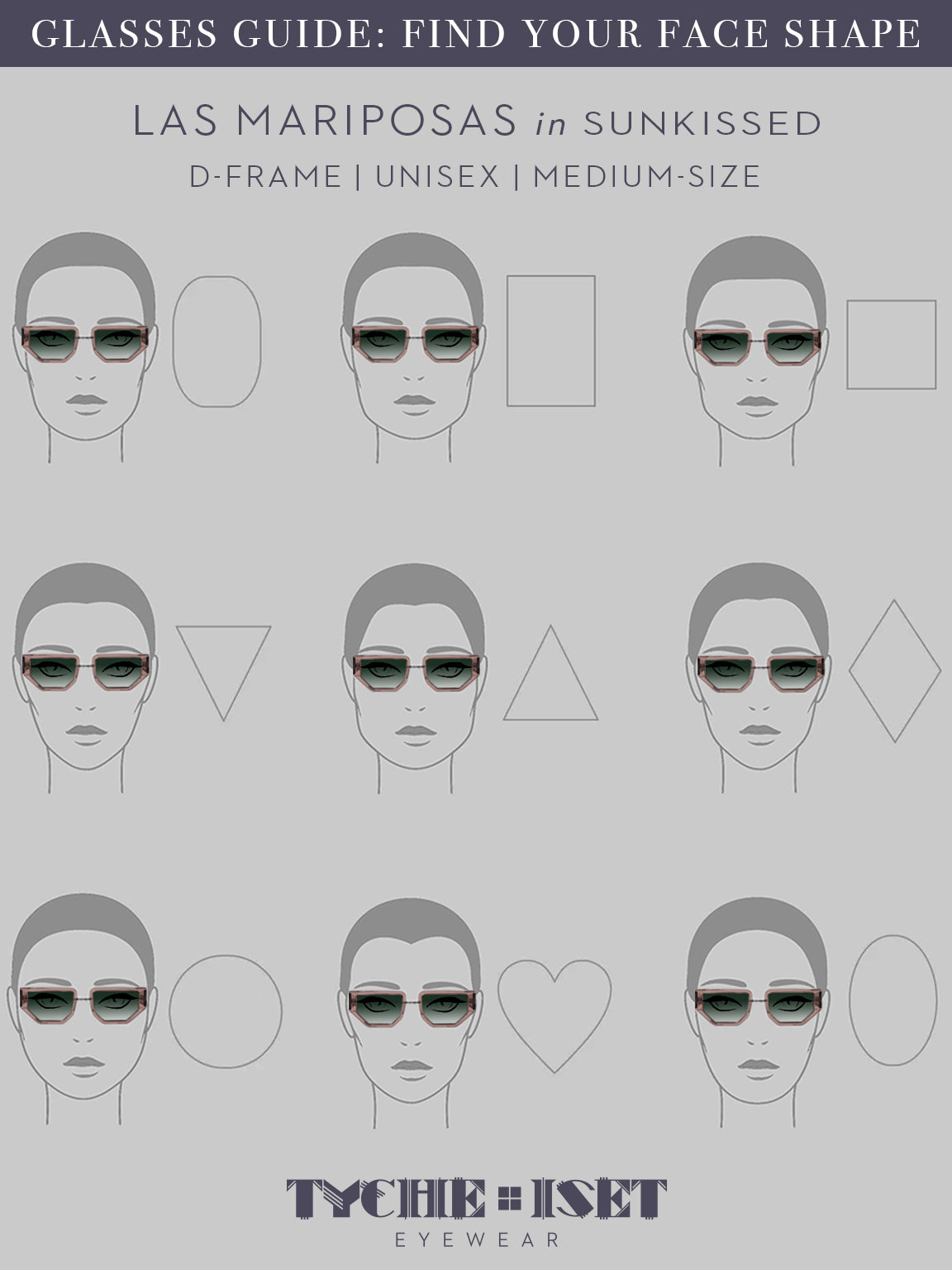 face shape guide, sunglasses face shape guide, nude glasses, brown sunglasses, oversized sunglasses, woman-owned business, designer eyewear, luxury sunglasses, d-frame glasses, celebrity style