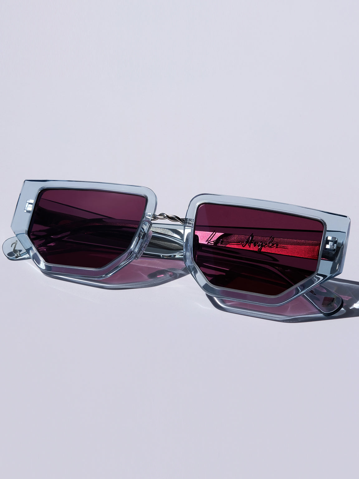 Modern D-Frame, Square Frame Acetate Sunglasses. Blue Sunglasses