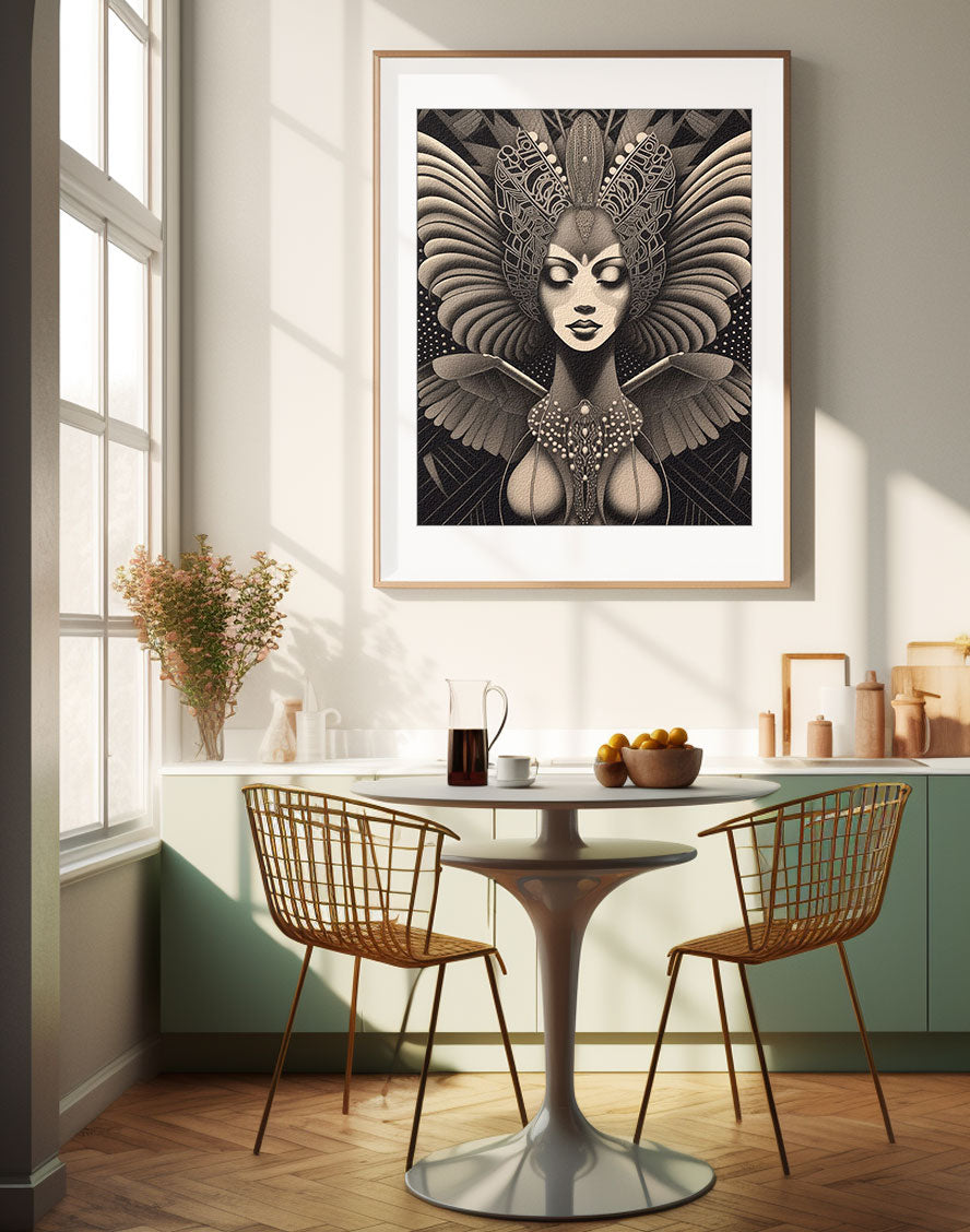 original art print, Vintage Retro Art Style Poster: Woman with Flowers in Orange Tones - Inspired by Art Deco, Fashion, and Classic Movies, Retro Glam Fashion Portrait, Modern Art Deco Print, Eclectic Punk Boho Decor, Vintage Flowers Wall Art, Interior Design, Moody Graphic Art, Retro Glam Fashion Portrait, Modern Art Deco Print, Eclectic Punk Boho Decor, Vintage Flowers Wall Art, Interior Design, Moody Graphic Art, Bathroom Art, Living Room Wall Decor, Art for your Walls, mythology art, history, tribal