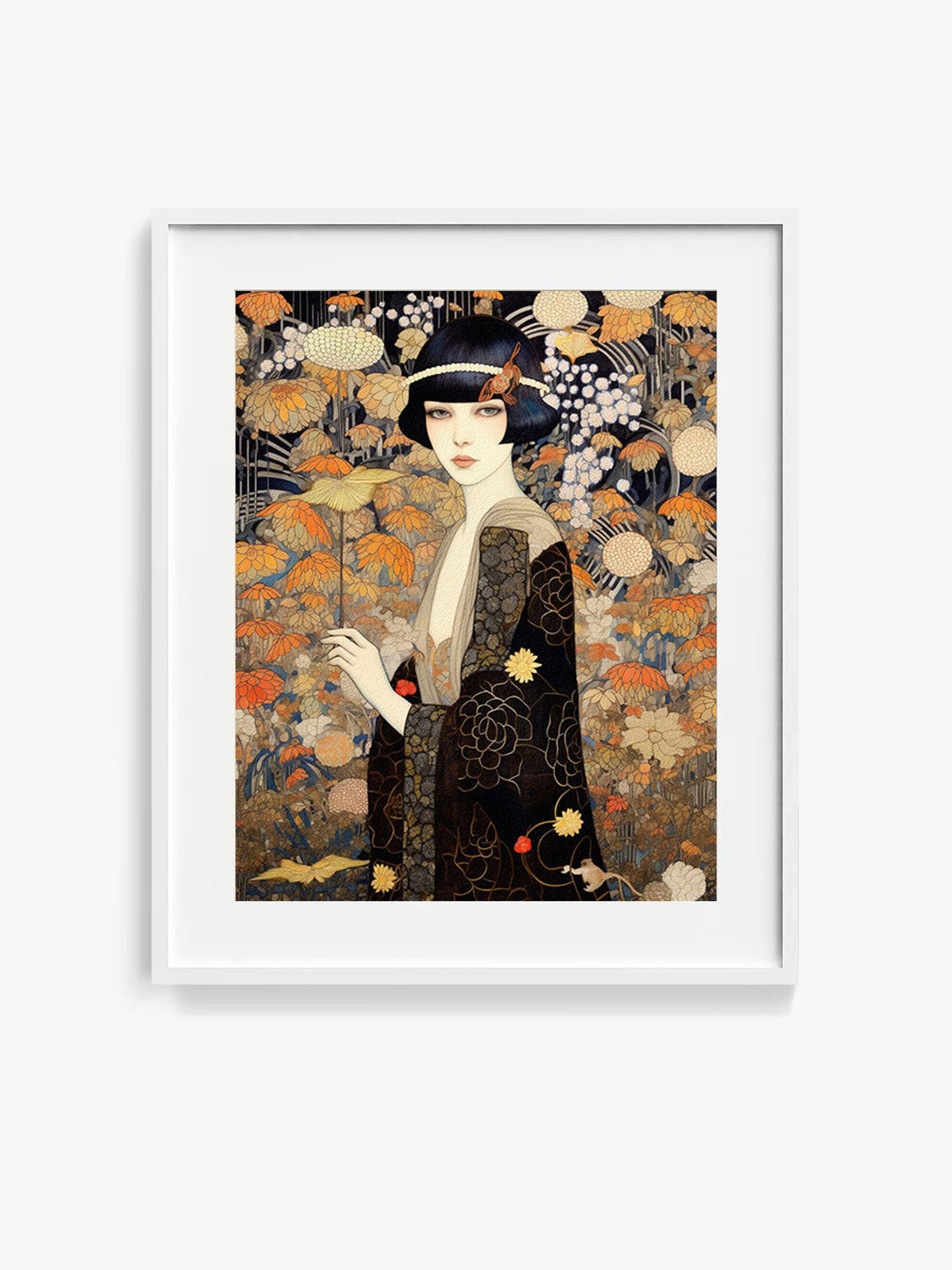 original art print, Vintage Retro Art Style Poster: Woman with Flowers in Orange Tones - Inspired by Art Deco, Fashion, and Classic Movies, Retro Glam Fashion Portrait, Modern Art Deco Print, Eclectic Punk Boho Decor, Vintage Flowers Wall Art, Interior Design, Moody Graphic Art, Retro Glam Fashion Portrait, Modern Art Deco Print, Eclectic Punk Boho Decor, Vintage Flowers Wall Art, Interior Design, Moody Graphic Art, Bathroom Art, Living Room Wall Decor, Art for your Walls, mythology art, history, tribal