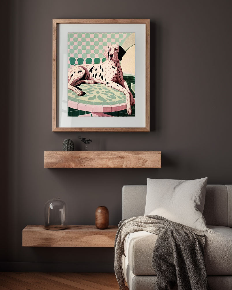 Roaring 20s Art Deco Flapper Portrait Wall Art, Original Art Print, Vintage Painting, Interior Design, Eclectic Mod Boho Decor, Lux Fashion, living room art, bathroom art, office art, bedroom art, fashion glamour, kitchen art, flowers, MCM, midcentury modern, dalmation dog, pastel colors, screenprint art