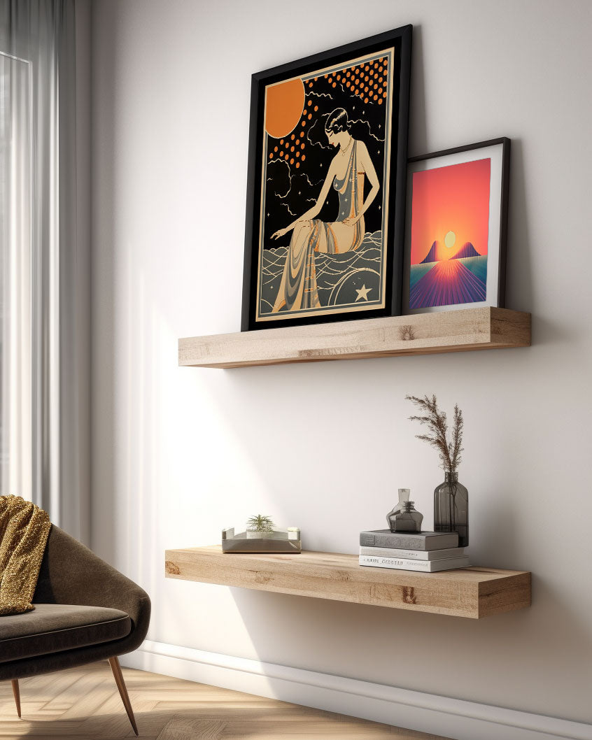 Roaring 20s Art Deco Flapper Portrait Wall Art, Original Art Print, Vintage Painting, Interior Design, Eclectic Mod Boho Decor, Lux Fashion, living room art, bathroom art, office art, bedroom art, fashion glamour