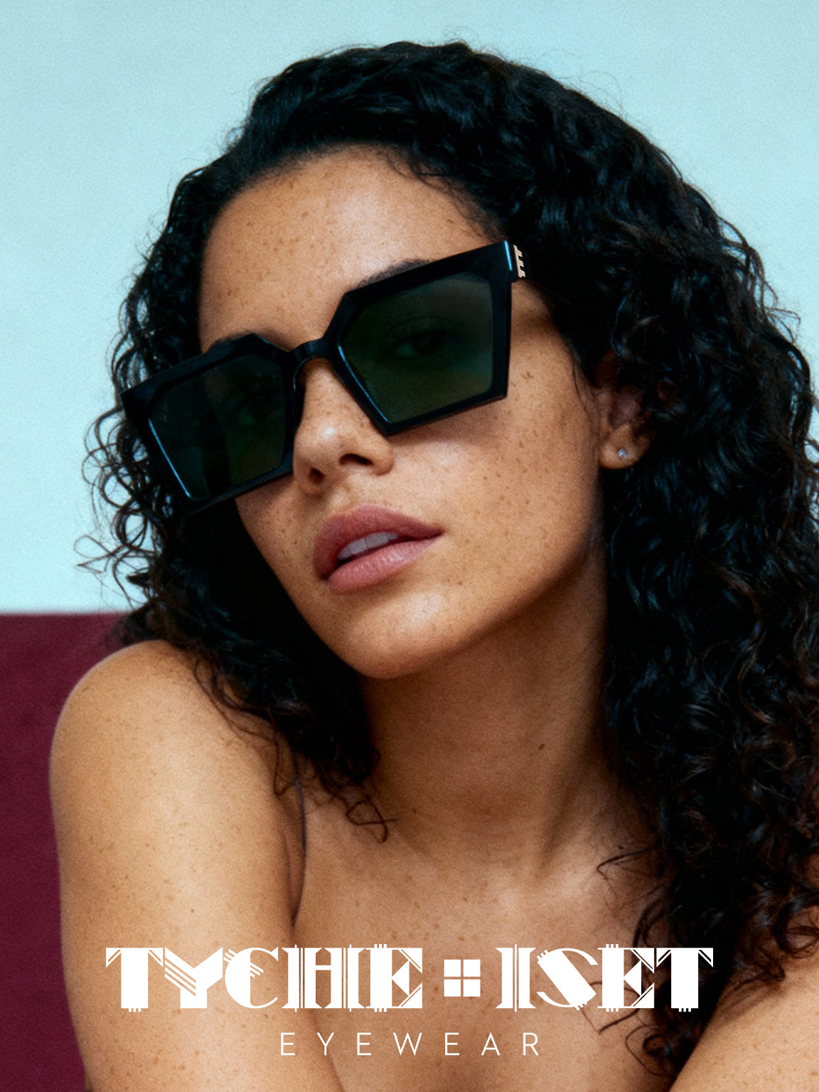 Double Down in Obsidian: Black Acetate Sunglasses with Olive Green Lens, Square Frame Glasses, Art Deco Style