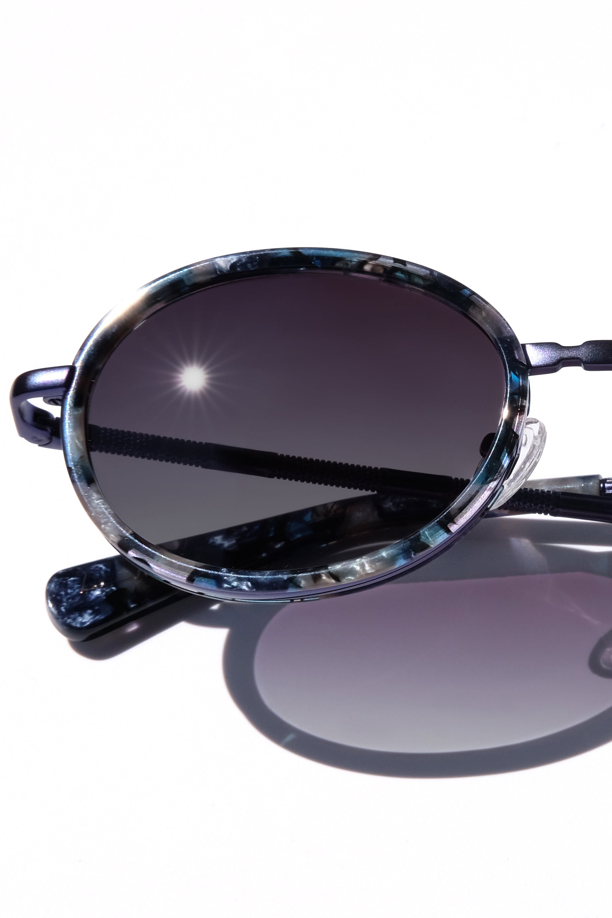 NAVY BLUE CLASSIC UNISEX OVAL SUNGLASSES, BLUE METAL DETAILS. BLUE GRADIENT LENS. ART DECO DESIGN, LIMITED EDITION. DESIGNER EYEWEAR, LUXURY SUNGLASSES. CELEBRITY SUNGLASSES. FEMALE ENTREPRENEUR.