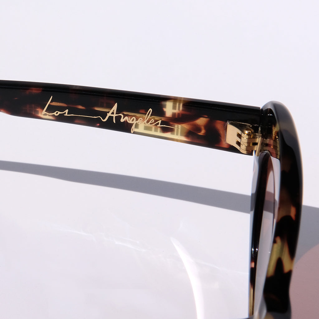 BROWN TORTOISE AND MAROON ACCENTS CLASSIC CAT EYE SUNGLASSES, GOLD METAL DETAILS. RED-BROWN LENS. ART DECO DESIGN, LIMITED EDITION. DESIGNER EYEWEAR, LUXURY SUNGLASSES. CELEBRITY SUNGLASSES. FEMALE ENTREPRENEUR.