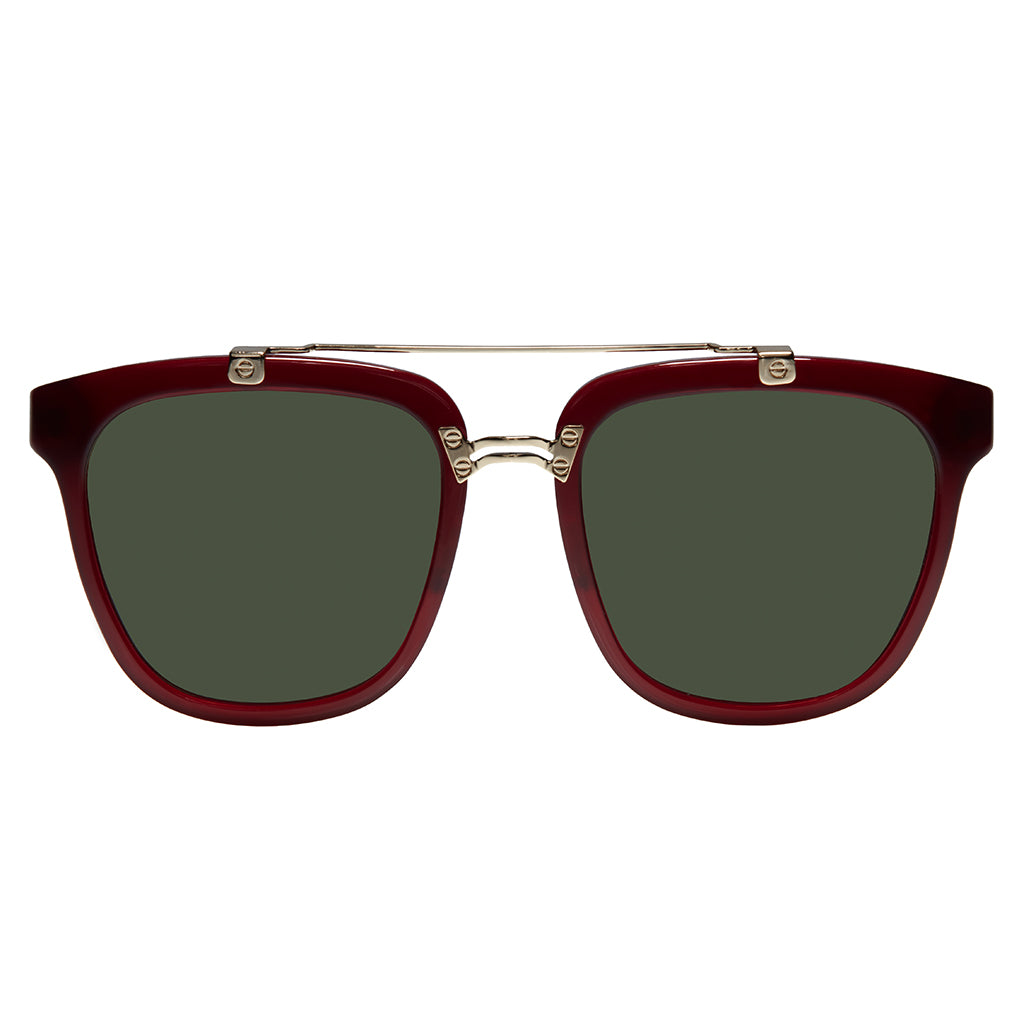 MAROON RED CLASSIC UNISEX ROUND SUNGLASSES, GOLD METAL DETAILS. OLIVE GREEN LENS. ART DECO DESIGN, LIMITED EDITION. DESIGNER EYEWEAR, LUXURY SUNGLASSES. CELEBRITY SUNGLASSES. FEMALE ENTREPRENEUR.