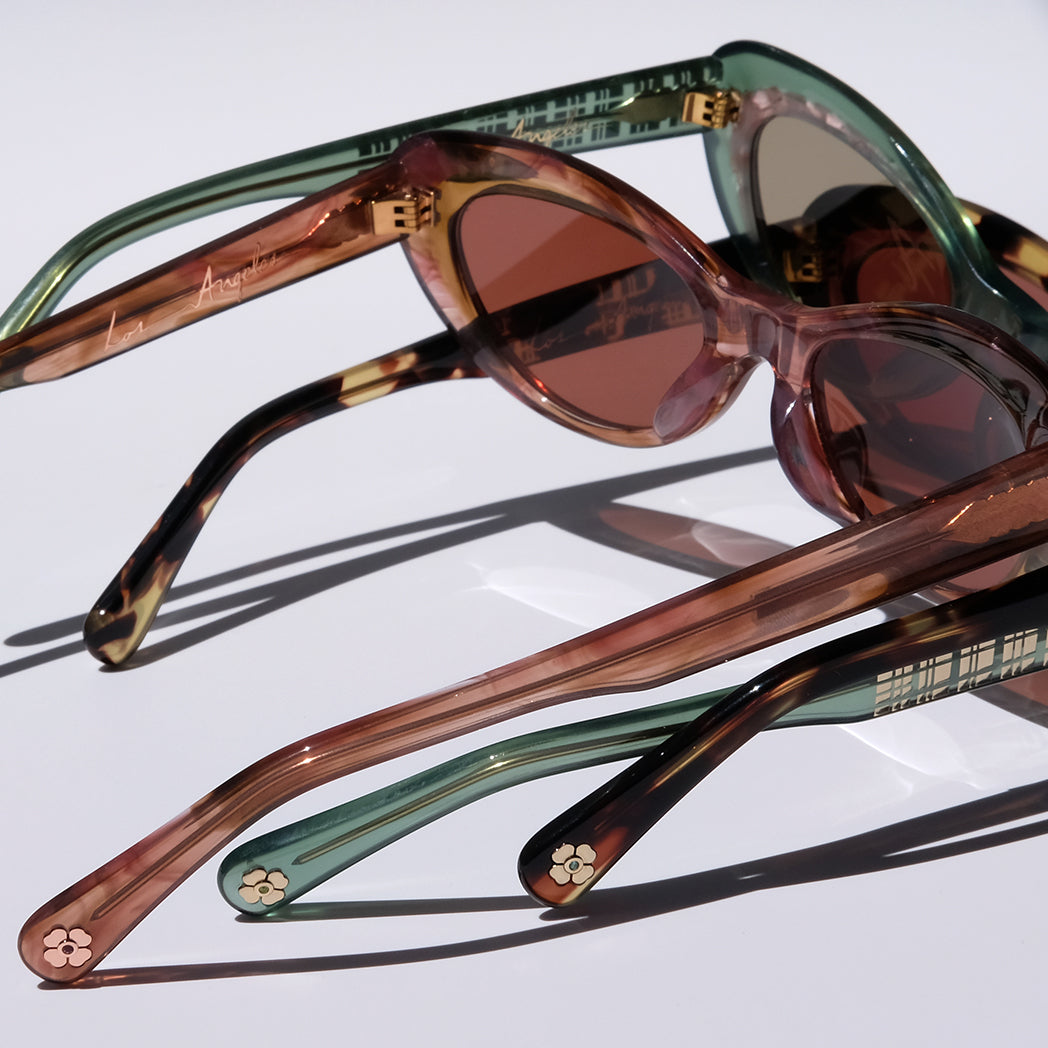 BROWN TORTOISE AND MAROON ACCENTS CLASSIC CAT EYE SUNGLASSES, GOLD METAL DETAILS. RED-BROWN LENS. ART DECO DESIGN, LIMITED EDITION. DESIGNER EYEWEAR, LUXURY SUNGLASSES. CELEBRITY SUNGLASSES. FEMALE ENTREPRENEUR.