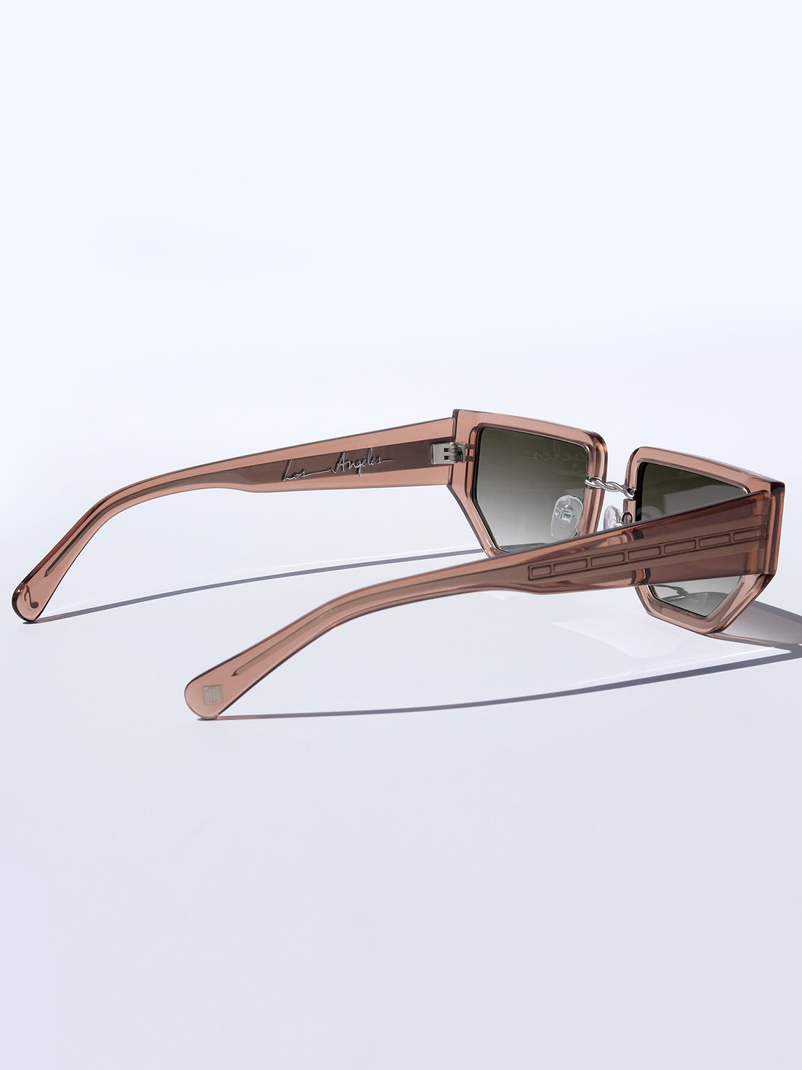Las Mariposas in Sunkissed: Square D-Frame Acetate Nude Brown Sunglasses