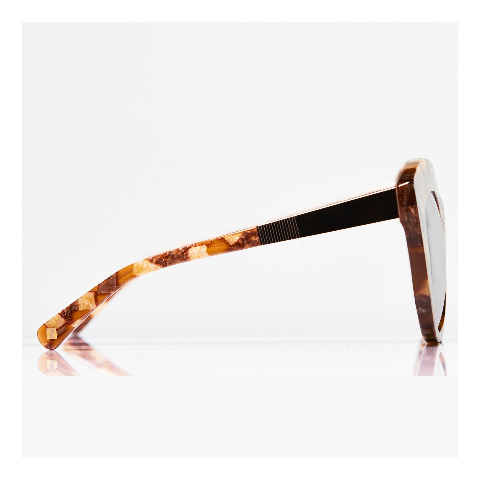 Brown sunglasses, Brown Multi Glasses, Oversized Cat Eye Sunglasses, Sunglasses Face Shape Guide, Eyewear Style Guide, Independent Eyewear, Woman-Owned Business, Geometric Eyewear, Blue Sunglasses, Mythology, Accessories, Accessible Luxury, Los Angeles, Art Deco Inspired, Luxury, Celebrity Style